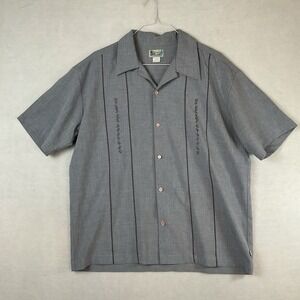 BC Ethic Lounge Shirt Mens XL Gray Embroidered Retro Short Sleeve Smooth Fit USA